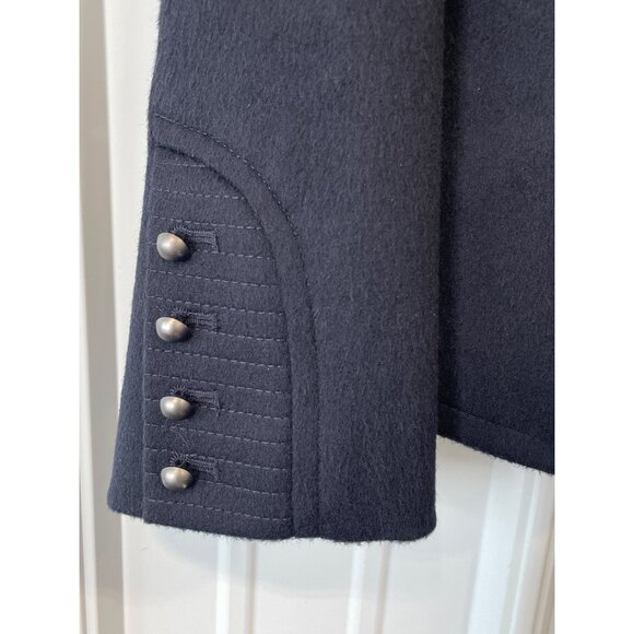 Ann Taylor LOFT Military Blazer Size 8P Double Breasted Navy Wool Blend Career - Picture 3 of 6